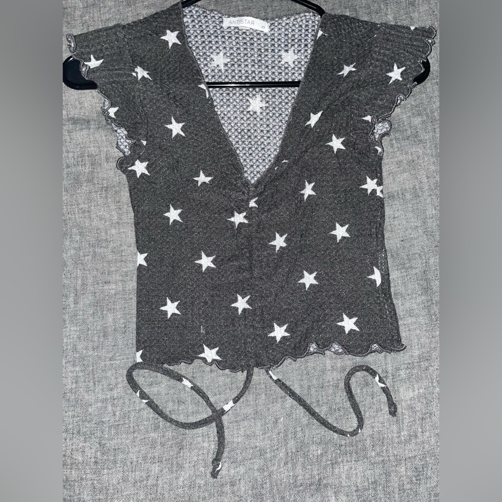 Anistar Cinched Star Cropped Top